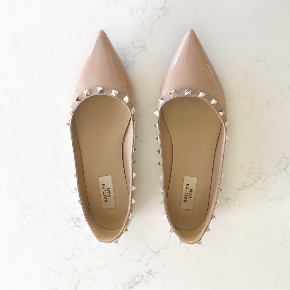 BLUSH studded pointed toe flats